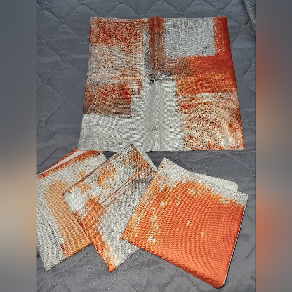 Abstract Orange and Gray Pillow Covers
